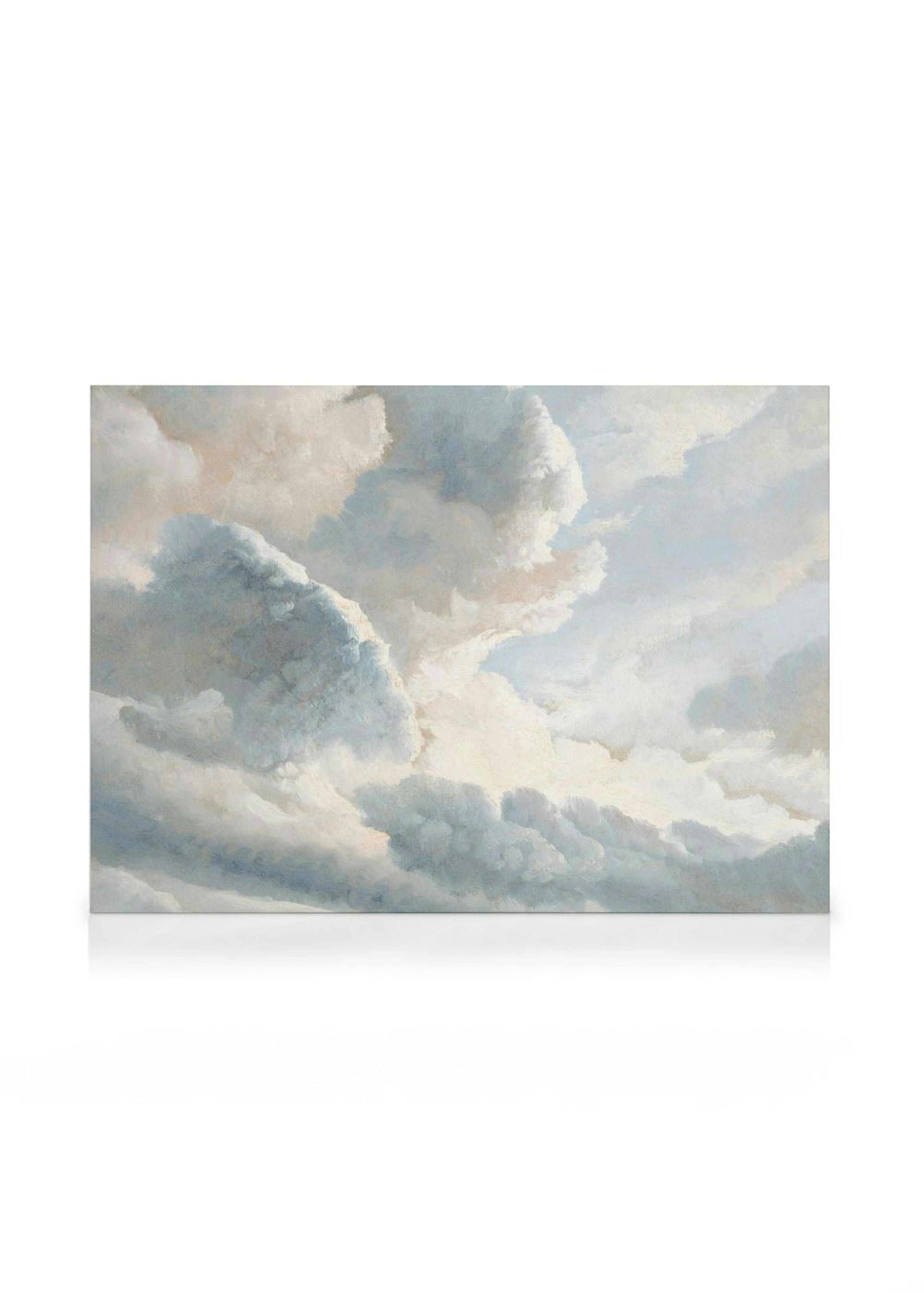 Oil painting of clouds, with a sunset glow, in a sky near Rome, Italy. Simon Denis style landscape art.