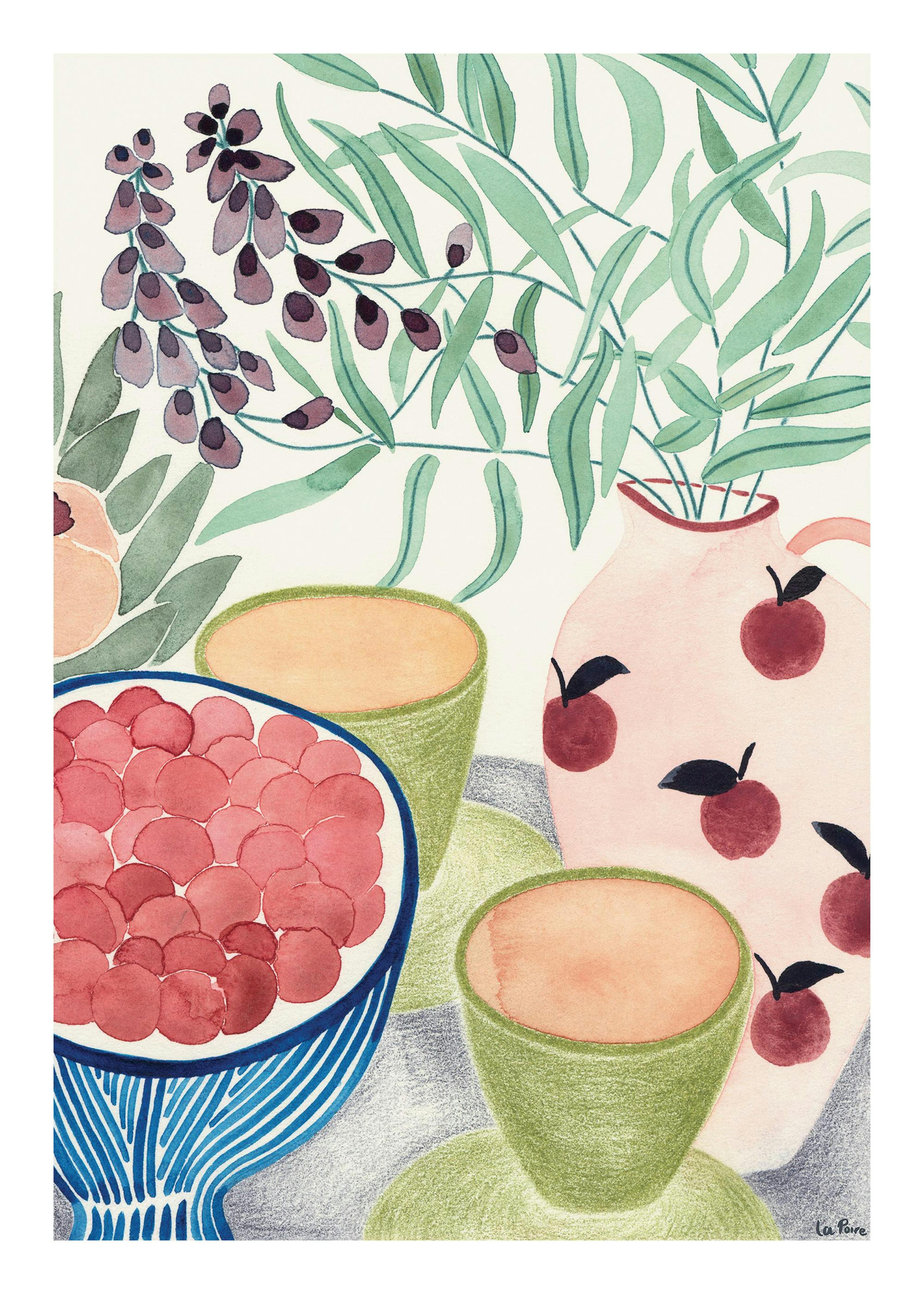 La Poire - Still Life with Tea and Grapes Affiche 0