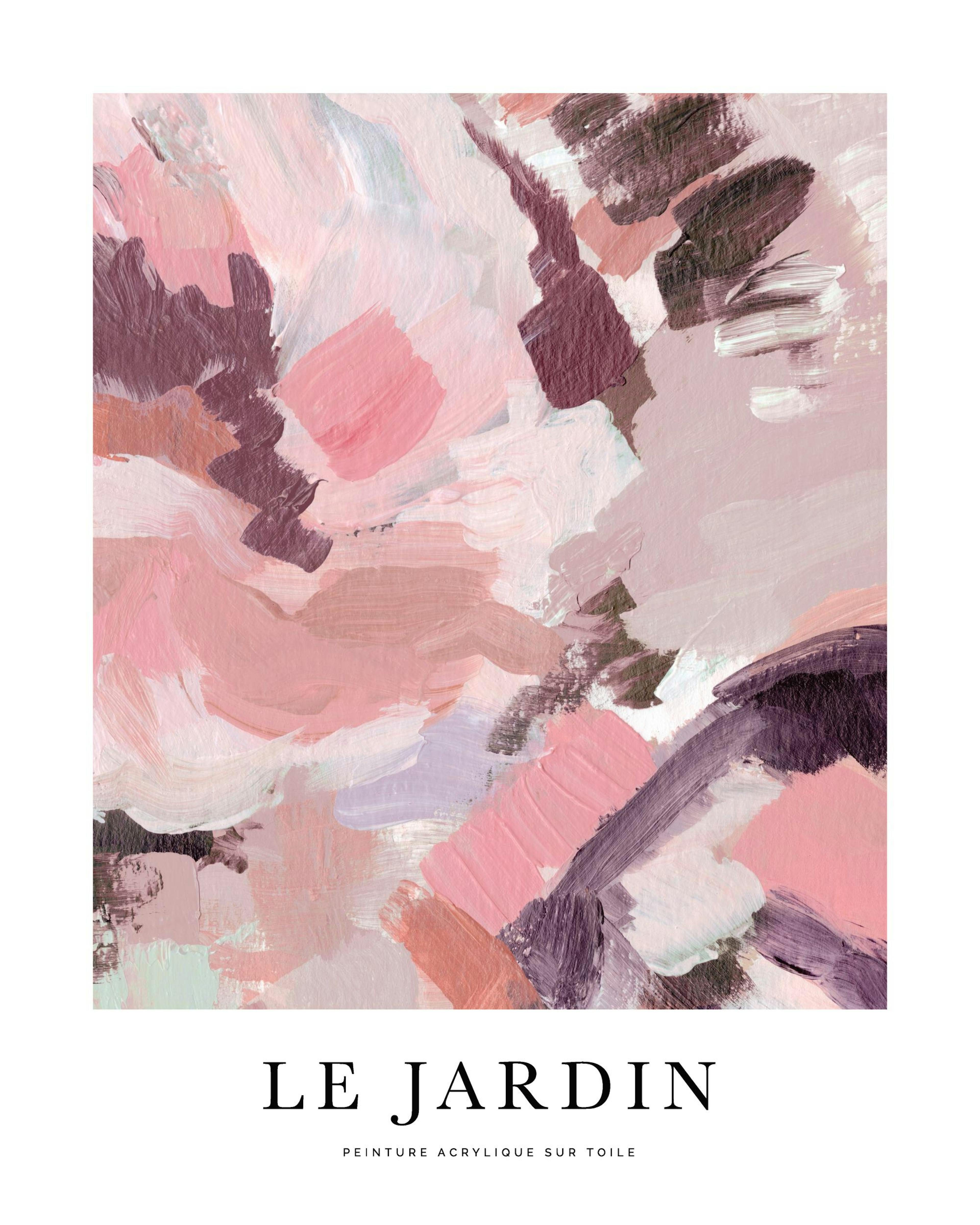 Le Jardin No14 abstract art print with pink, purple, and white paint strokes.