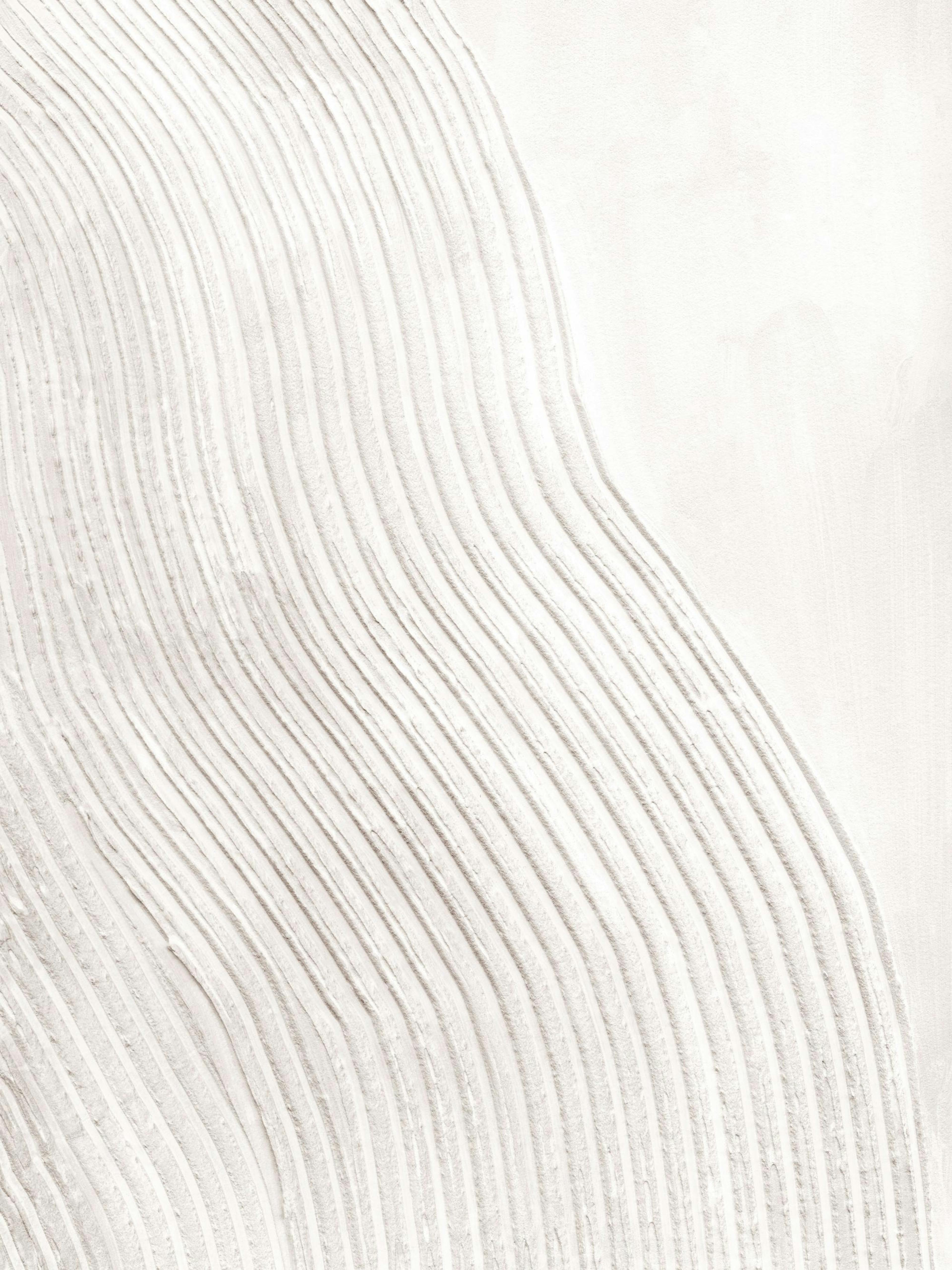 Plakat Soft Lines Texture No2, biała grafika z efektem tekstury i miękkimi liniami tworzącymi iluzję głębi.