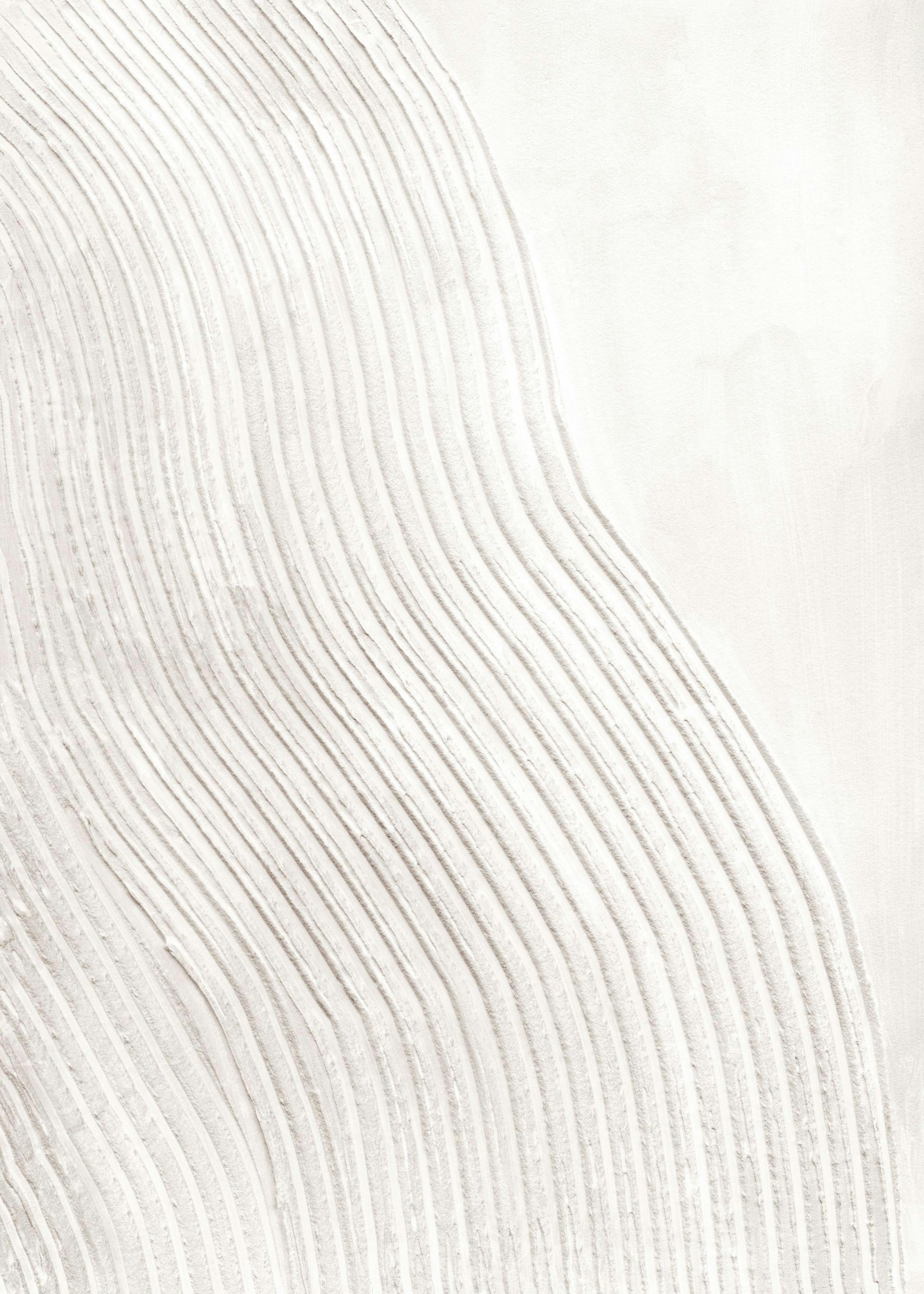 Plakat Soft Lines Texture No2, biała grafika z efektem tekstury i miękkimi liniami tworzącymi iluzję głębi.